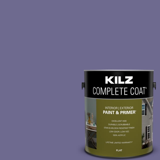 KILZ Complete Coat Paint & Primer, Interior/Exterior, Flat, Purple, 1