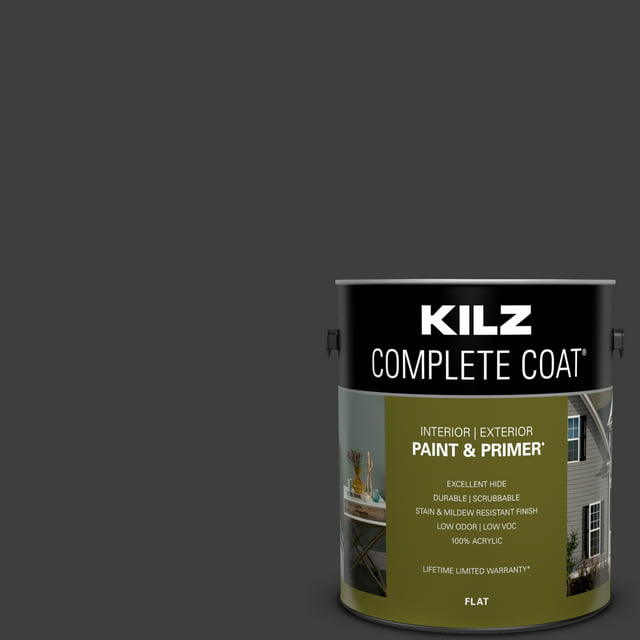 KILZ Complete Coat Paint & Primer, Interior/Exterior, Flat, Rebel, 1 Gallon