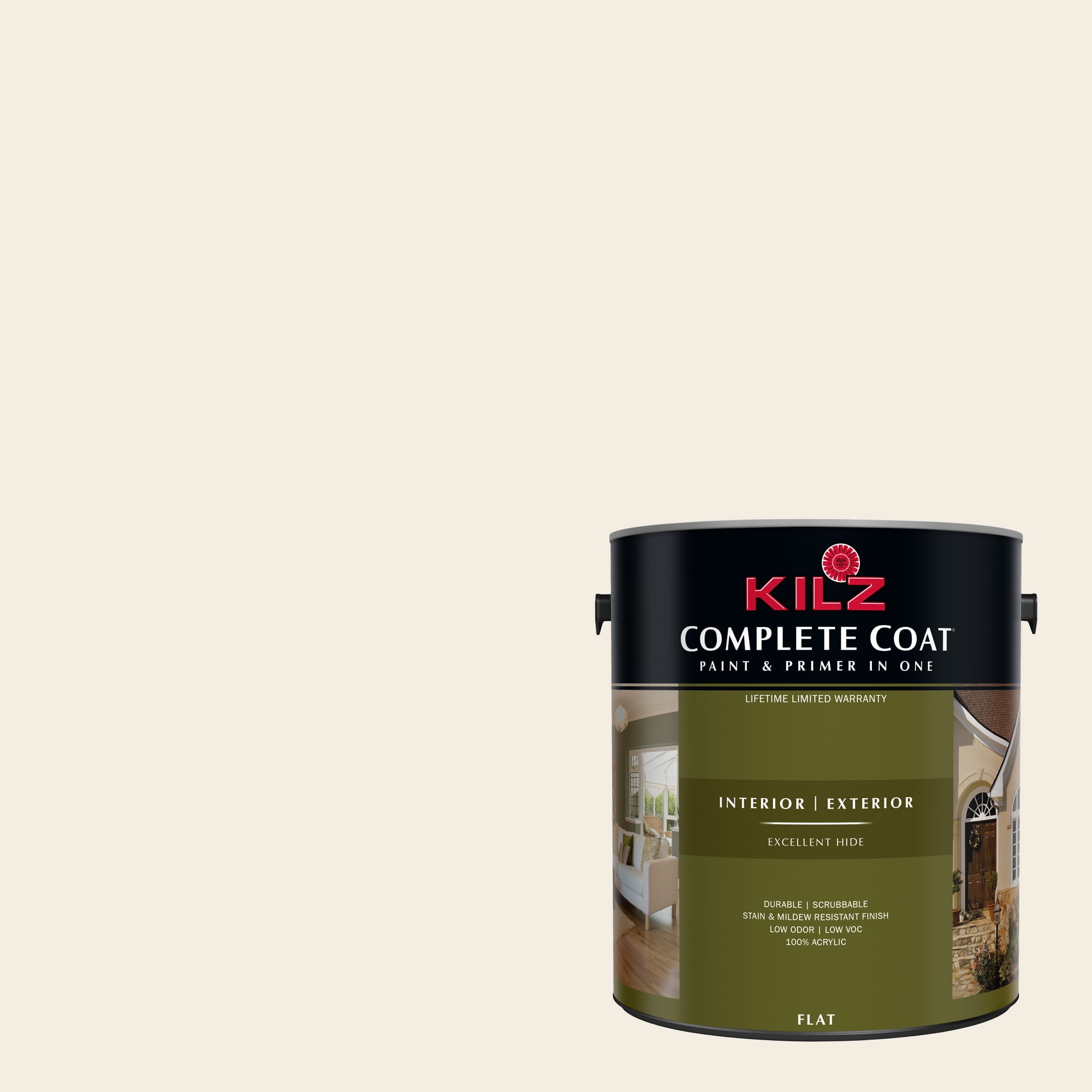 KILZ Complete Coat Paint & Primer, Interior/Exterior, Flat, Swiss