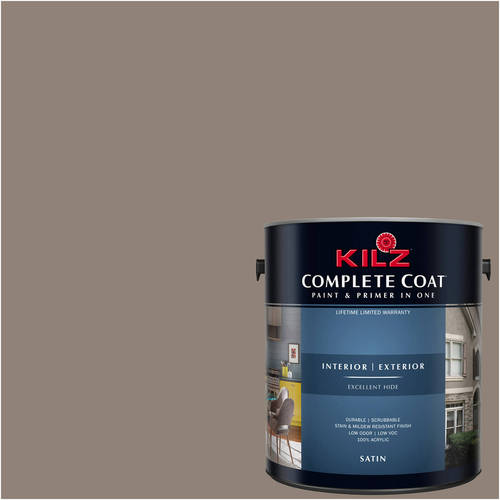 KILZ Complete Coat Paint & Primer, Interior/Exterior, Satin, Bohemian