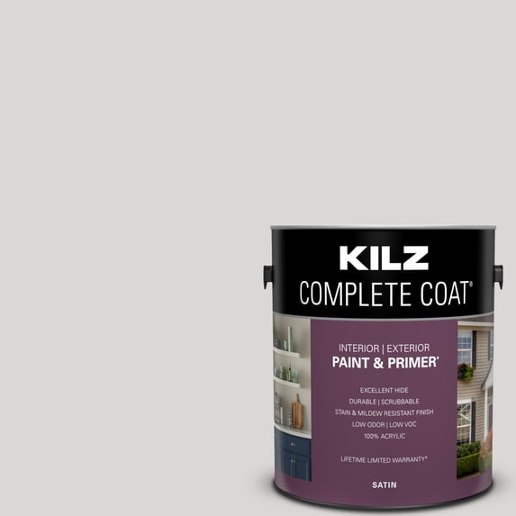 KILZ Complete Coat Paint & Primer, Interior/Exterior, Satin, Lilac Cream, 1 Gallon