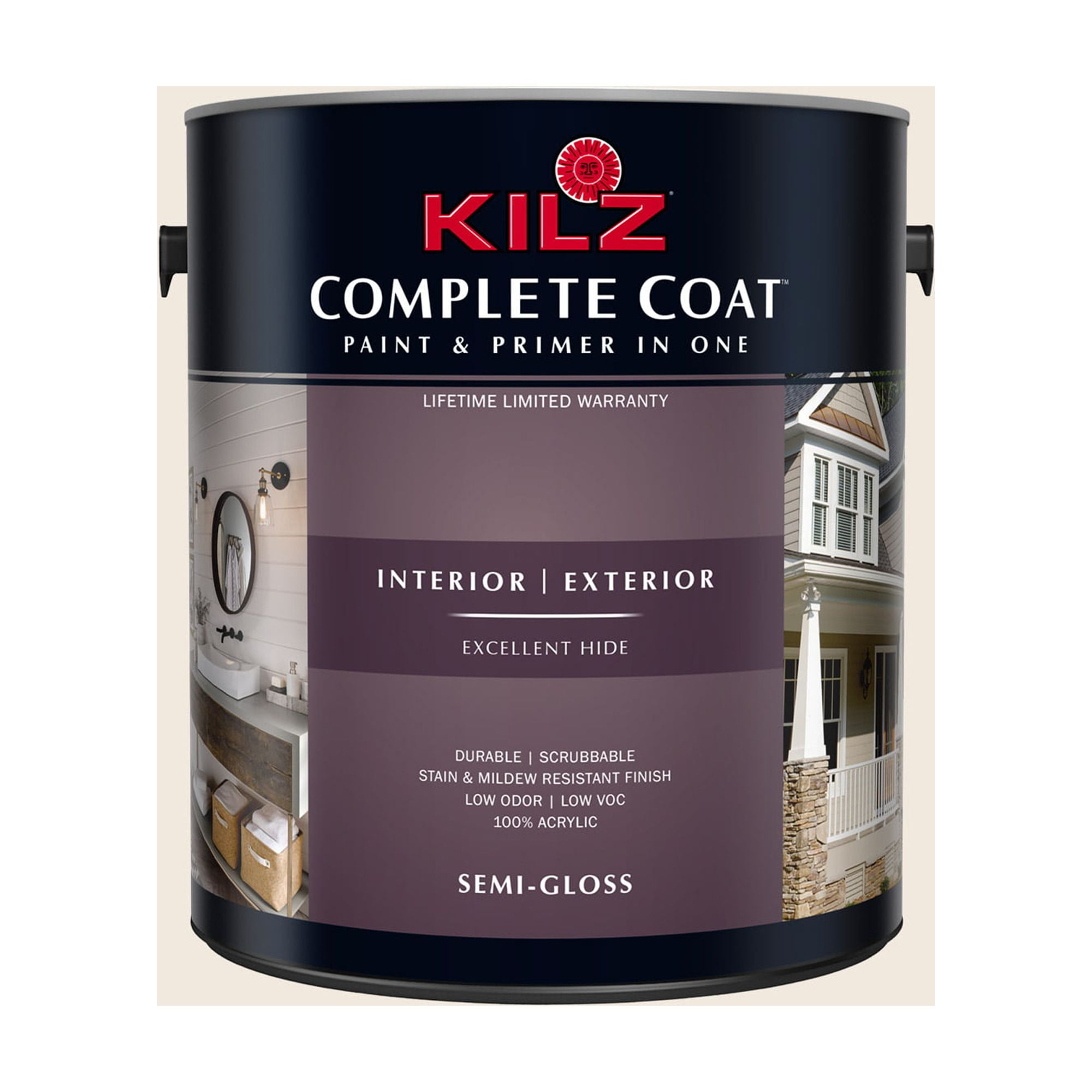 KILZ Complete Coat Paint & Primer, Interior/Exterior, SemiGloss