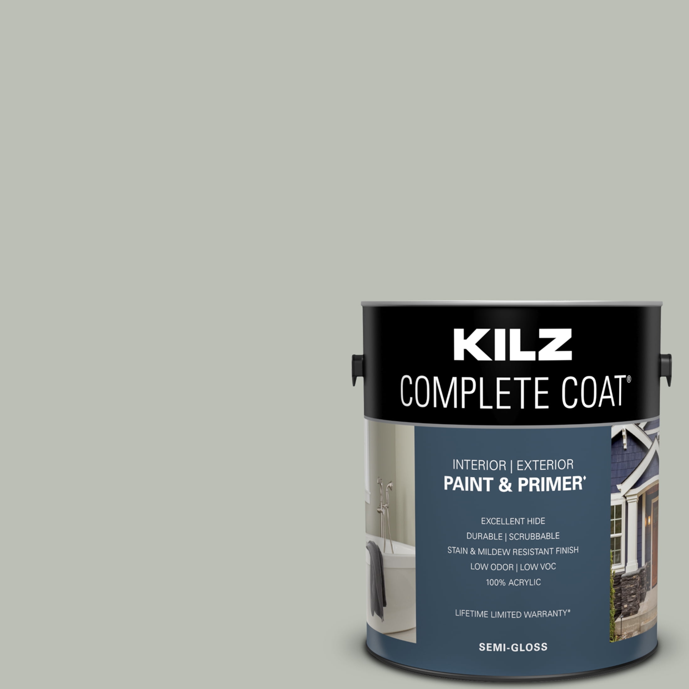 KILZ Complete Coat Paint & Primer, Interior/Exterior, Satin, Creamy Mint, 8  Ounces 