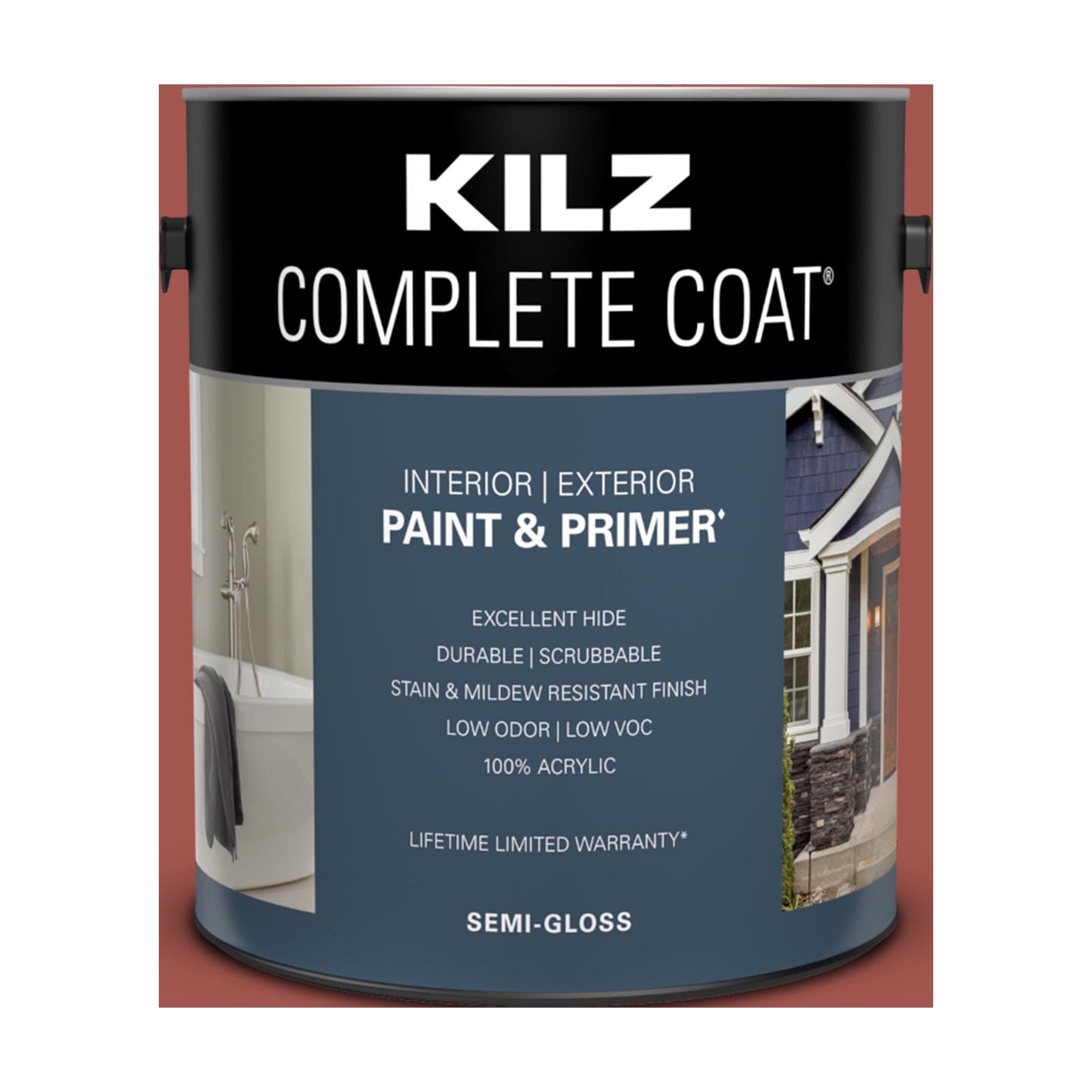 KILZ Complete Coat Paint & Primer, Interior/Exterior, SemiGloss, Red