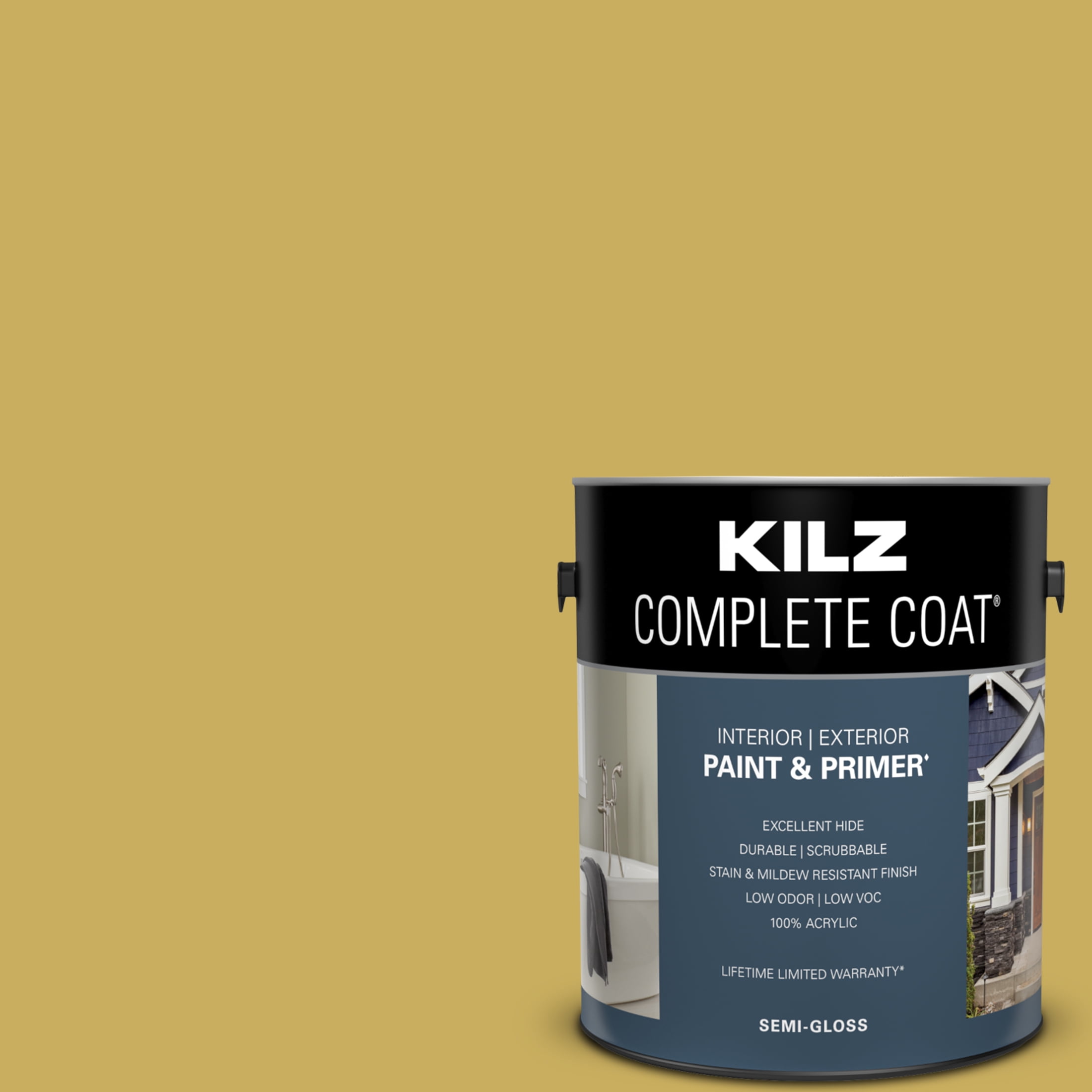 KILZ Complete Coat Paint & Primer, Interior/Exterior, Semi-Gloss, Summer Chartreuse, 1 Gallon