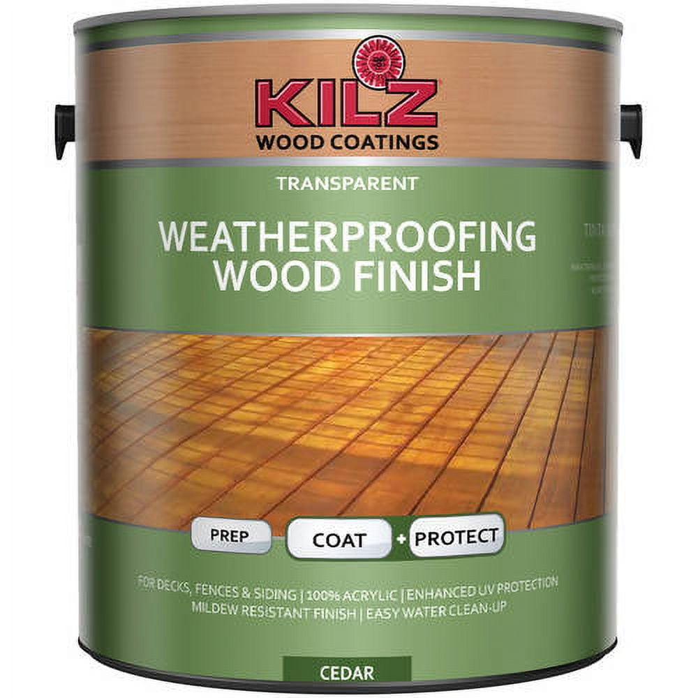 KILZ Exterior Weatherproofing Wood Finish, Transparent, 1 gal