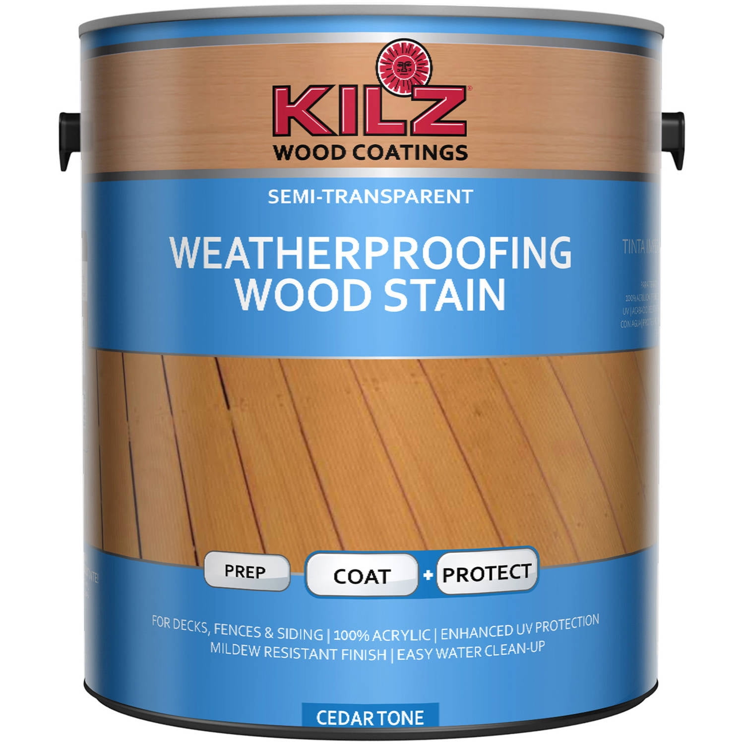 KILZ Exterior Weatherproofing Wood Stain, SemiTransparent, Cedar, 1
