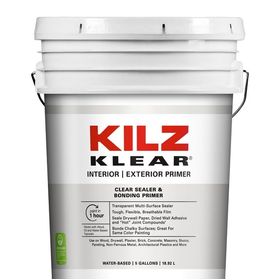 KILZ Klear Primer, Interior/Exterior, Clear, 5 Gallon