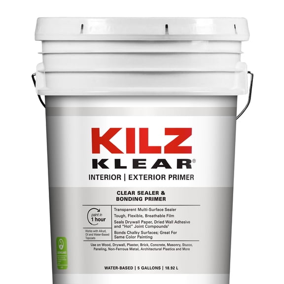 KILZ Klear Primer, Interior/Exterior, Clear, 5 Gallon