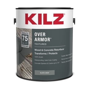 KILZ Over Armor Wood & Concrete Solid Coating Resurfacer, Exterior, Textured, Slate Gray, 1 Gallon