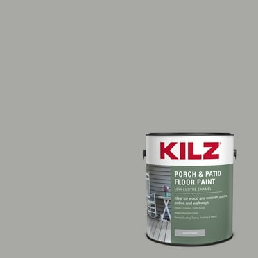 KILZ Porch & Patio Latex Floor Paint, Interior/Exterior, Low-Lustre Enamel, Silver Gray, 1 Gallon