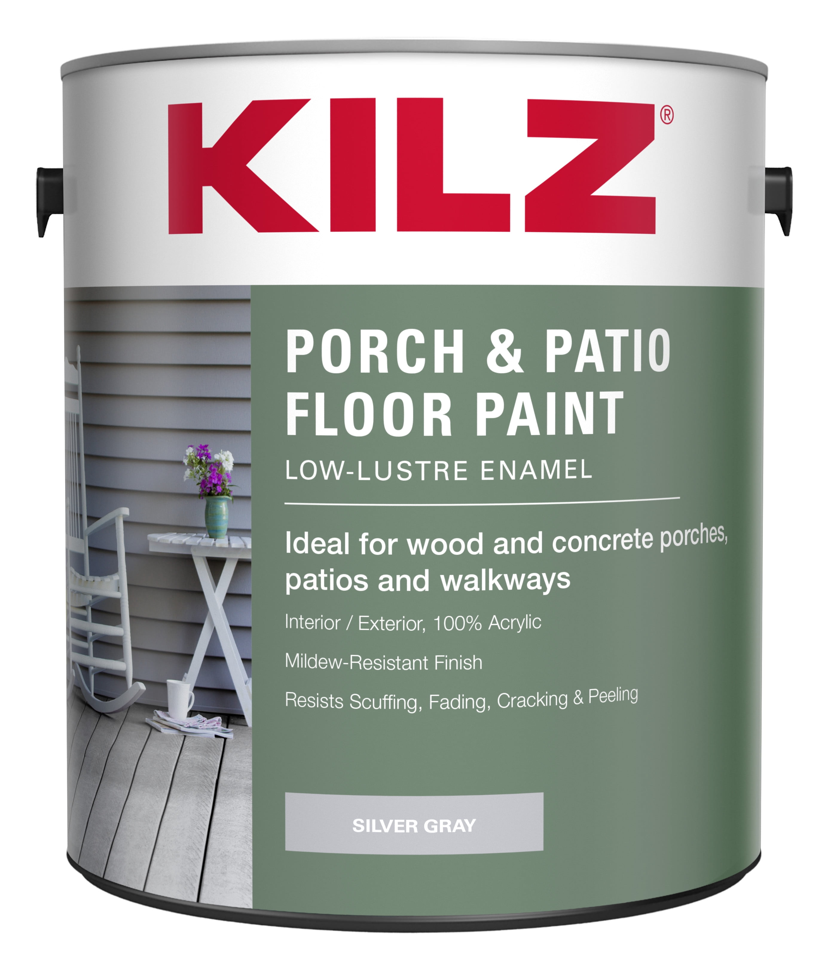KILZ Porch & Patio Latex Floor Paint, Interior/Exterior, Low-Lustre ...