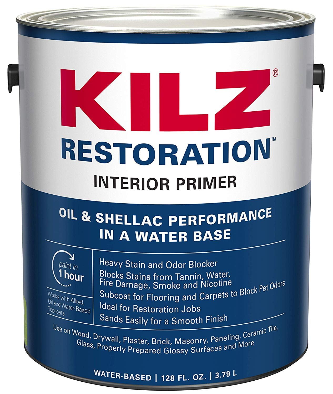 KILZ Restoration Maximum Stain and Odor Blocking Interior Latex Primer/Sealer, White, 1-gallon