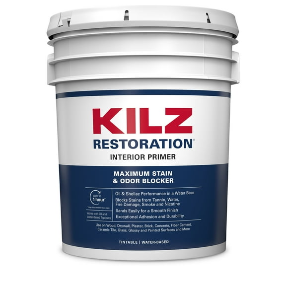 KILZ Interior Restoration Sealer and Primer, Stain and Odor Blocker, 5 Gallon