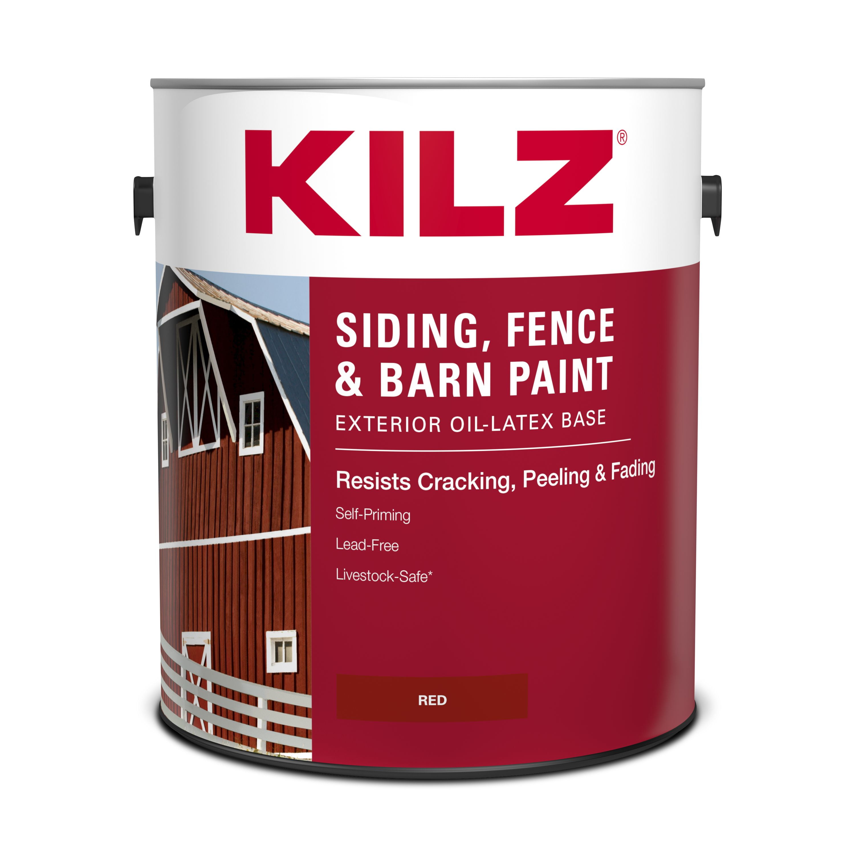 KILZ Siding, Fence, and Barn Paint, Exterior, Red, 1 Gallon