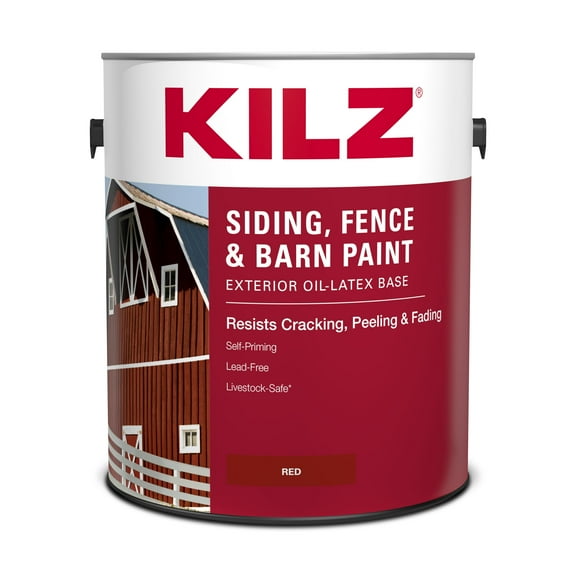 KILZ Siding, Fence, and Barn Paint, Exterior, Red, 1 Gallon