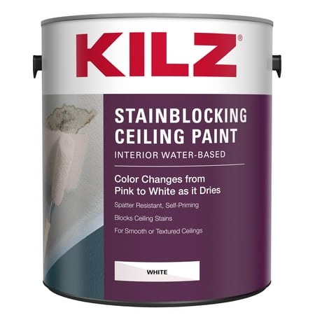 KILZ Stainblocking Ceiling Paint, Interior, White, 1 Gallon