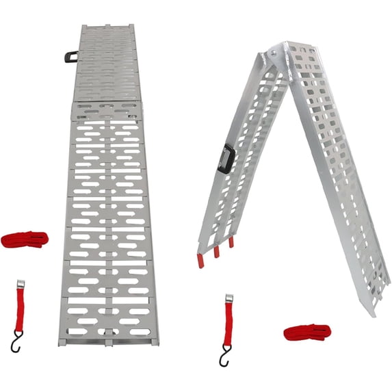 KIM 2Pcs Aluminum Foldable Wide Pickup Trailer Loading Ramps with Handle 750lbs Unfolded Size 84x11in Replacement for Motorcycles, ATV/UTV, Lawn mowers, Tractors