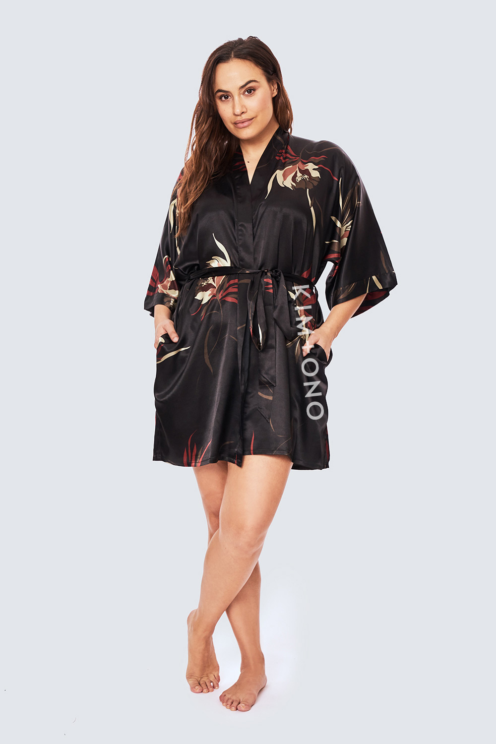 KIM+ONO Plus Size Short Kimonos Satin Robe for Women, Plus Size ...