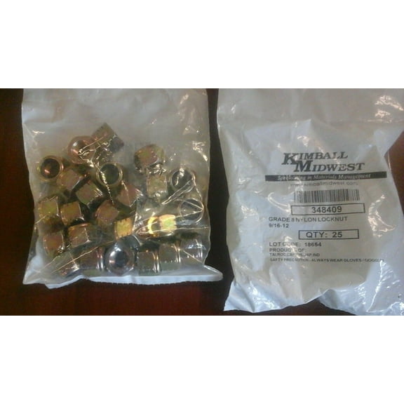 KIMBALL Midwest 9/16-12 Steel Grade 8 Nylon Insert Lock Nut Yellow Zinc 25 PCS