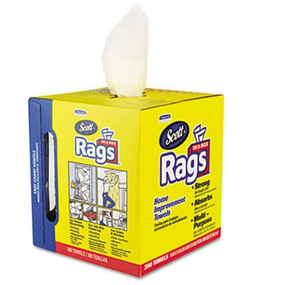 KIMBERLY-CLARK PROFESSIONAL* Rag Wipes in a Box- 10 x 13- White- 200/Box- 8/Carton