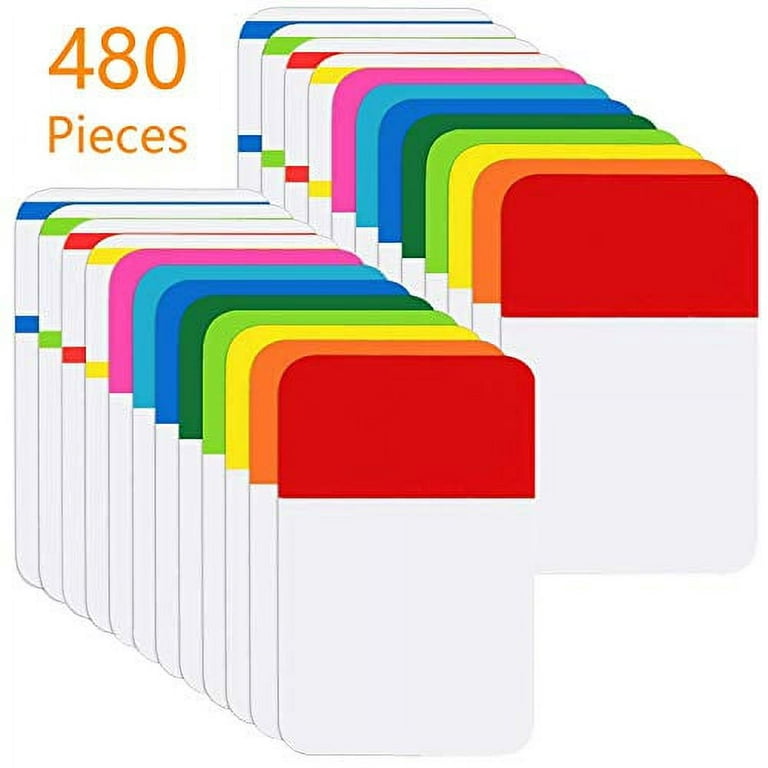 KIMCOME File Index Tabs 1 Inch Sticky Flags 480 Pcs, Colored Page Markers Self  Adhesive, Repositionable Note Tabs for Documents, Books, Paper, Notebooks,  Filing and Folders 24 Sets, 10 Colors 