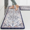 thumbnail image 1 of KIMDOE Kitchen Rugs Cushioned Anti Fatigue Kitchen Mat Non-Skid Waterproof Kitchen Runner Rug Ergonomic Comfort Foam Standing Mat for Kitchen Floors,Office,Laundry,Dark Blue 17"x29.5"+17"x47", 1 of 5