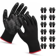 KIMERSE Black Nitrile Coated Work Gloves, Oil & Chemical Resistant Non Slip Safety Gloves for Mechanic Construction Gardening Warehouse