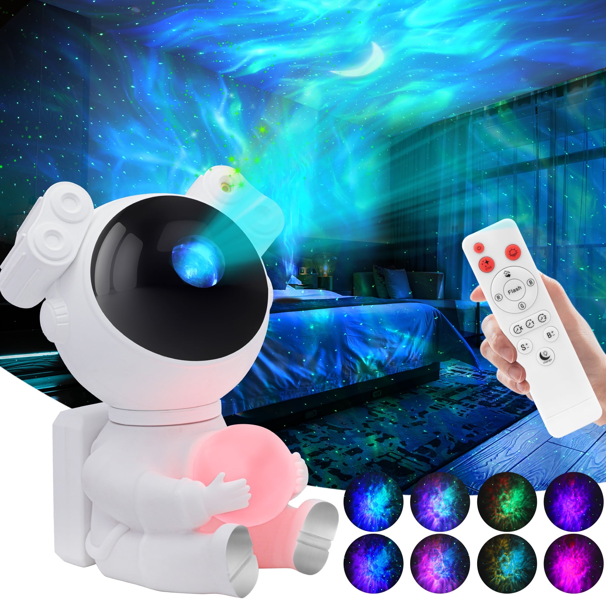KIMHY Astronaut Galaxy Projector, 2 in 1 Night Light with Moon
