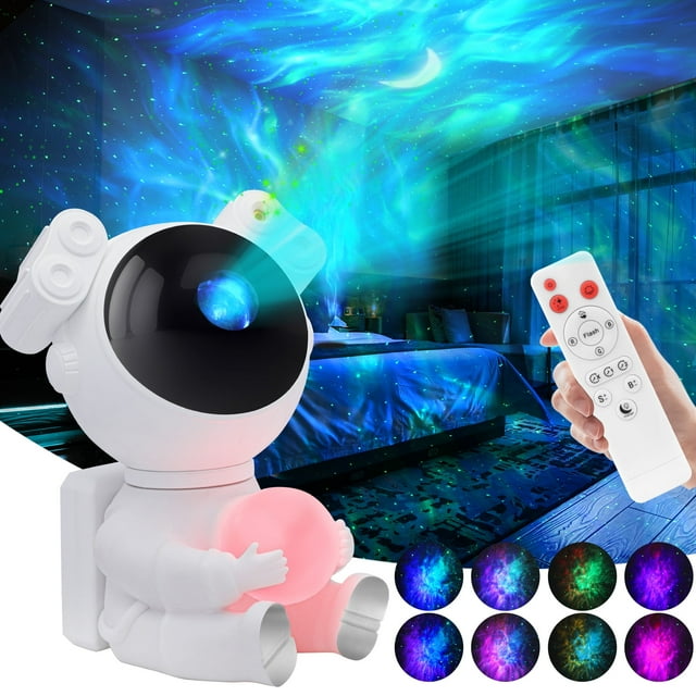KIMHY Astronaut Galaxy Projector, 2 in 1 Night Light for Bedroom with Moon Lamp, Star Projector Galaxy Light for Kids Christmas