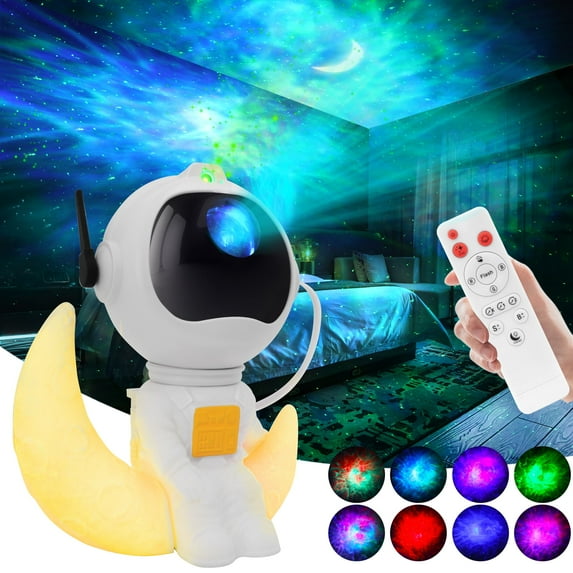 KIMHY Astronaut Galaxy Projector, 2 in 1 Night Light Projector for Bedroom Decor with Moon Lamp, Star Projector Galaxy Light with 8 Colors Effects