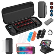 KIMHY 20 in 1 Switch 2 Carrying Case & Accessoires Bundle for Nintendo Switch 2 2025, with Dockable Protector, Joycon Cover, Thumb Grips, Holder, Screen Protectors