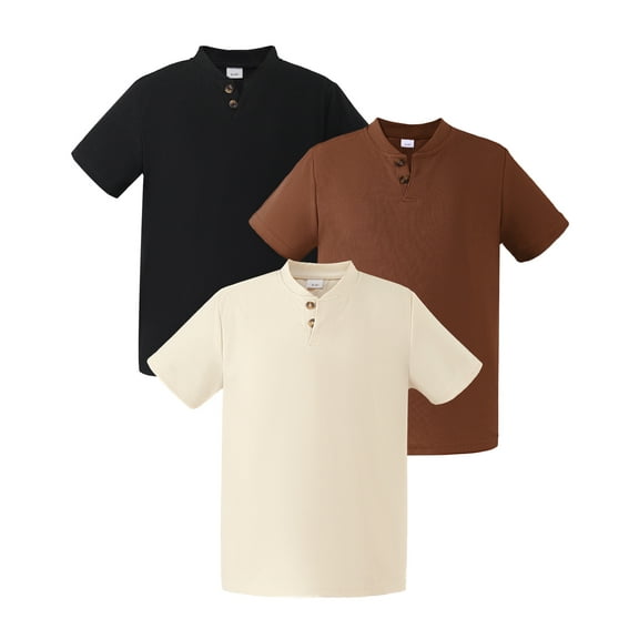 KIMI BEAR 13 Years Big Boys Tops 14 Years Youth Teen Pique Polo Shirts Short Sleeve School Uniform Golf Shirt Cool Quick Dry Training Workout Shirts 3 Packs Multicolor