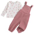 thumbnail image 1 of KIMI BEAR 3T Toddler Girl Outfit Set 4T Child Girls Winter Clothes Long Sleeves Heart T-shirt Top Overalls Set Adjustable Strap Suspender Pants 2pcs Clothing Pink, 1 of 5