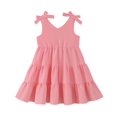 thumbnail image 1 of KIMI BEAR 4T Toddler Girls Dress 5T Child Girl Sundress Sleeveless Bowknot Off the Shoulder A-line Dresses Solid Color Clothing Pink, 1 of 8