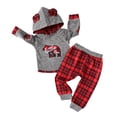 thumbnail image 1 of KIMI BEAR Baby Boys Outfits 18 Months Infant Boy Fall Winter Outfits 24 Months Newborn Boy Baby Bear Prints Checkboards Patchwork Long Sleeve Hoodie + Pants 2PCS Set Black, 1 of 10