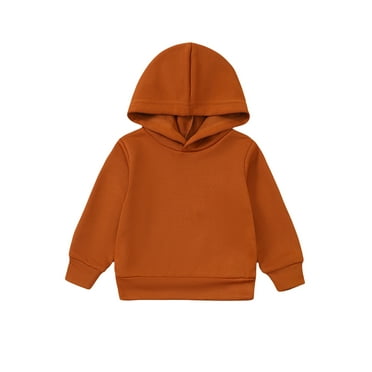 KIMI BEAR Infant Baby Boys Winter Top 12-18 Months Long Sleeves Hoodie Sweatshirt Solid Color Pullover Hooded Top Baby Boys Warm Clothes Brown