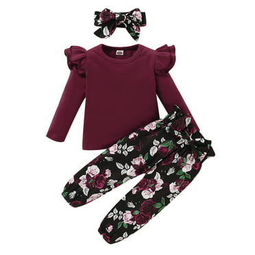 Toddler Kids Girls Outfits Fall Winter Casual Solid Color Long Sleeve T ...