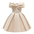thumbnail image 1 of KIMI BEAR Little Girls Dresses 6T Girls Little Princess Style Clothes 7T Girls Grace Off Shoulder Bow Trim Dress, Apricot, 1 of 6