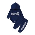 thumbnail image 1 of KIMI BEAR Newborn Baby Boys Outfits 3-6 Months Long Sleeve Letter Hooded Romper Top Pants 2PCS Pant Sets Fall Winter Blue, 1 of 8