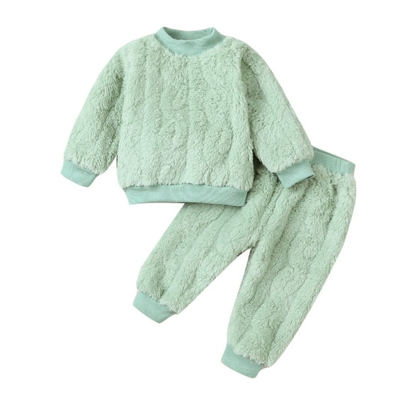 KIMI BEAR Newborn Baby Boys Pant Sets Fall Winter Long Sleeve Twist Top Solid Color Pants 2pcs Outfits Warm Clothing Sets Green 6-12 Months