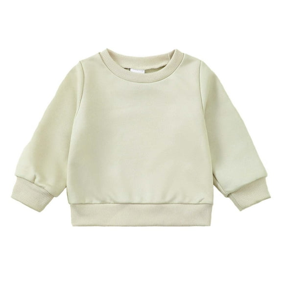 KIMI BEAR Newborn Baby Boys Winter Top 0-6 Months Baby Boys Warm Clothes Round Neck Long Sleeves Pullover Sweatshirt Solid Color Casual Clothing Apricot