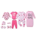 thumbnail image 1 of KIMI BEAR Newborn Baby Girl Layette Set Shower Gift Essential Clothes 4 Packs Rompers Pants Sleeper Gown with Hats Mittens Outfits Set Essentials Clothing Pink NB, 1 of 9