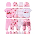 thumbnail image 1 of KIMI BEAR Newborn Baby Girl Layette Set Shower Gift Sets 4 Packs Romper Pants Sets Long Sleeves Short Sleeves Bodysuit with Hat Gloves 16pcs Clothing Pink NB, 1 of 7