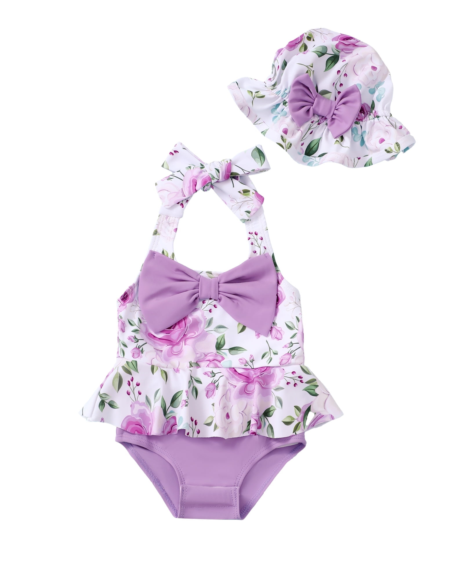 Newborn Bathing Bodysuit with Hat in Apple main image 1