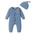 thumbnail image 1 of KIMI BEAR Preemie Baby Boy Romper Winter Clothes Shower Gift Long Sleeves Jumpsuit Tiger One-piece Overalls with Hat 2pcs Bodysuit Clothing Blue, 1 of 7