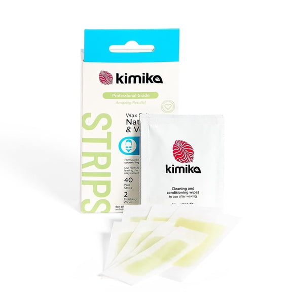 KIMIKA Pro Hair Removal - Smooth Silky Skin - Vegan Wax Strips for Bikini with Aloe Vera, 40 Count