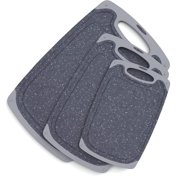 KIMIUP Kitchen Cutting Board (Set of 3),Professional Chopping Boards Sets,Dishwasher Safe Cutting Boards With Juice Grooves & Carrying Handle & No BPAgrey board