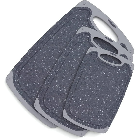 KIMIUP Kitchen Cutting Board (Set of 3),Professional Chopping Boards Sets,Dishwasher Safe Cutting Boards With Juice Grooves & Carrying Handle & No BPAgrey board