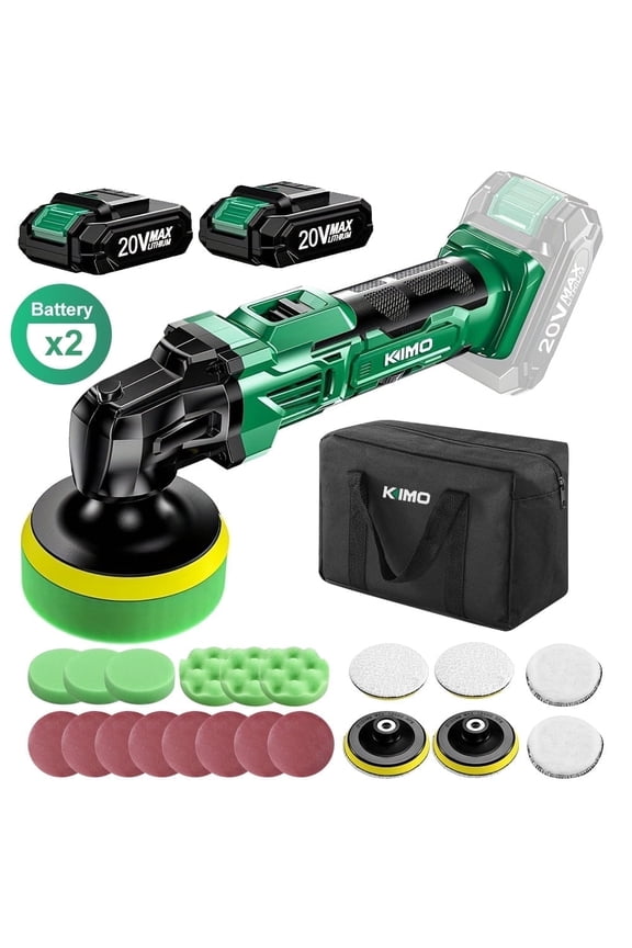 20V Cordless Buffer Polisher Kit, 25Pcs Polishing Kit, 6000RPM, 6 Speed Precision, 2Pack Battery, Fast Charger, for Car Detailing/Waxing/Polishing/Buffing